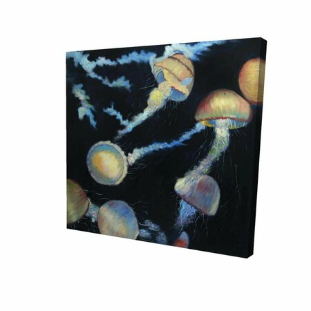 FONDO 12 x 12 in. Colorful Jellyfishes in the Dark-Print on Canvas FO2782606